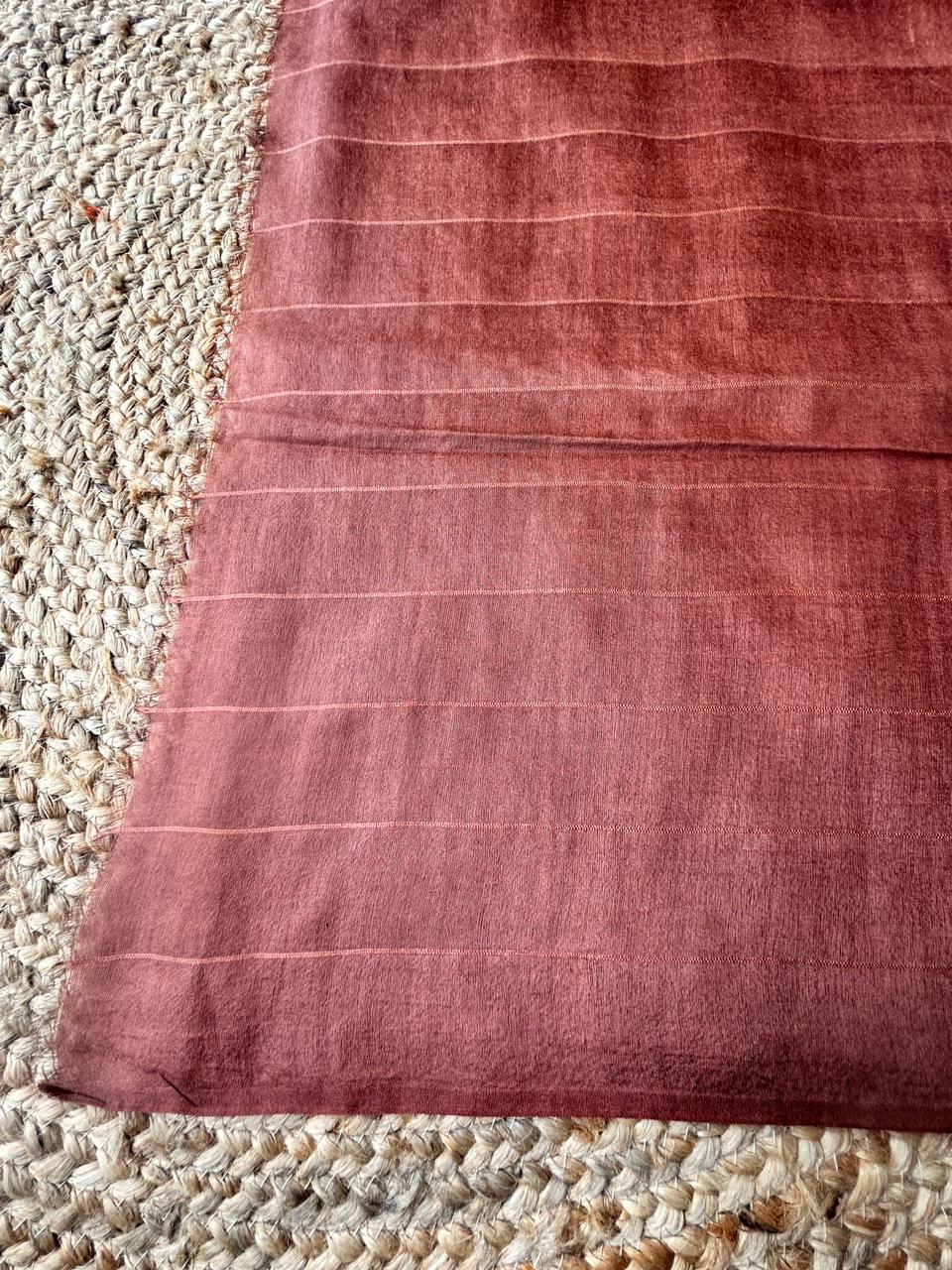 Tussar Mix Tissue Brown Saree