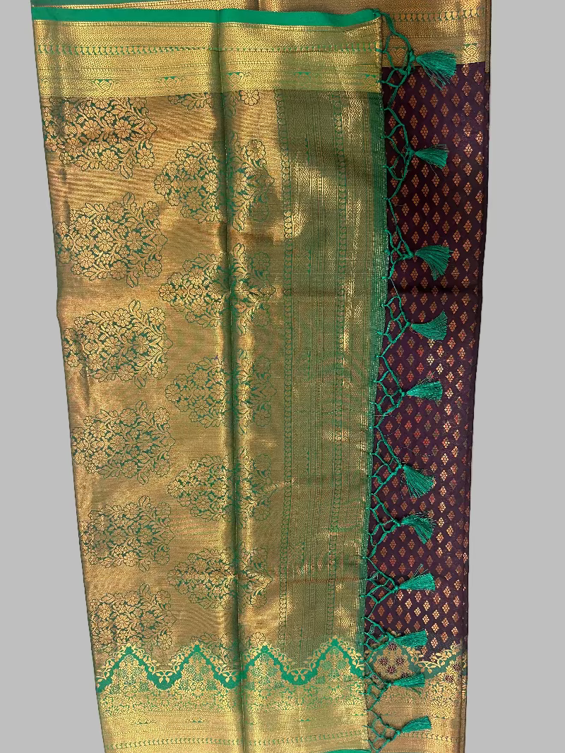 Semi silk with embroidery BP Wine shade Saree