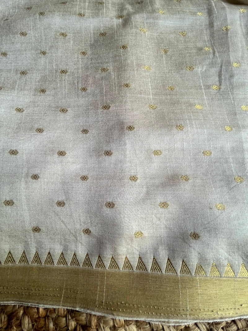 Tussar Mix Beige With Golden Border