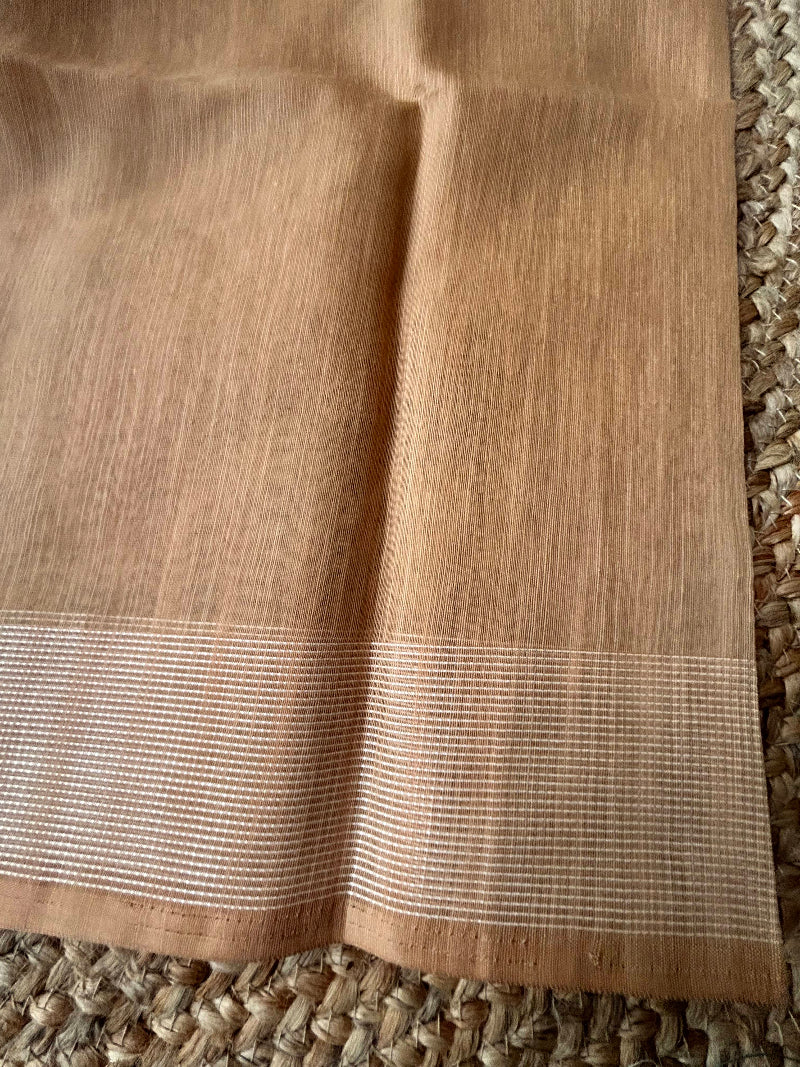 Cotton mix thread embroidery mustard yellow saree