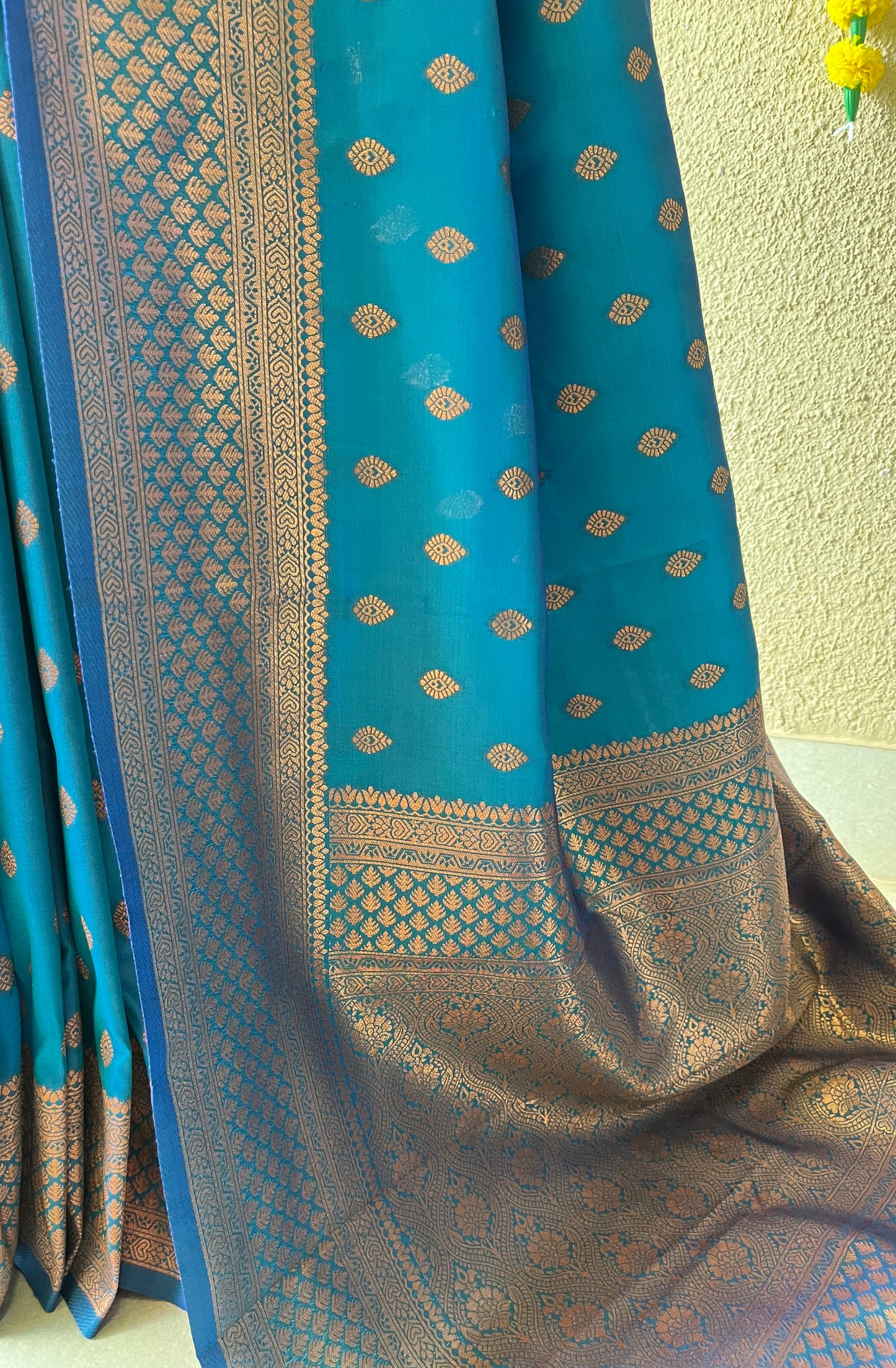 Semi silk brocade blue saree