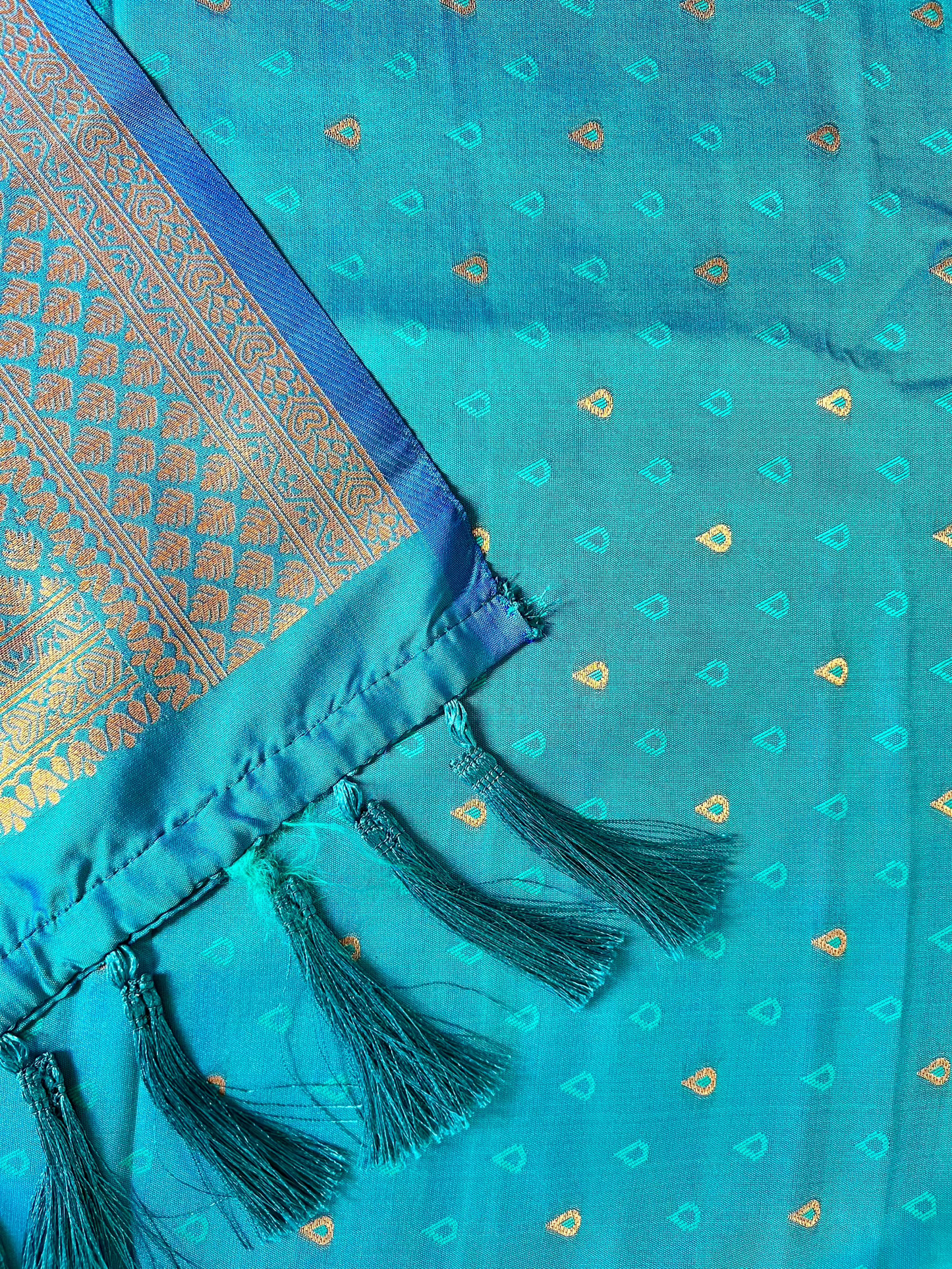 Semi silk brocade blue saree