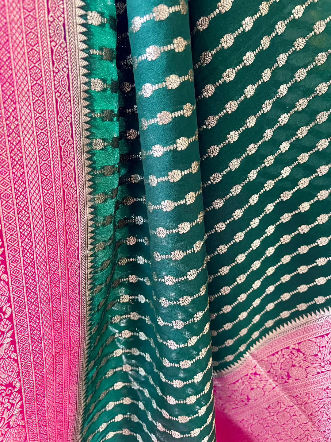 Vistara silk mehendi green brocade saree