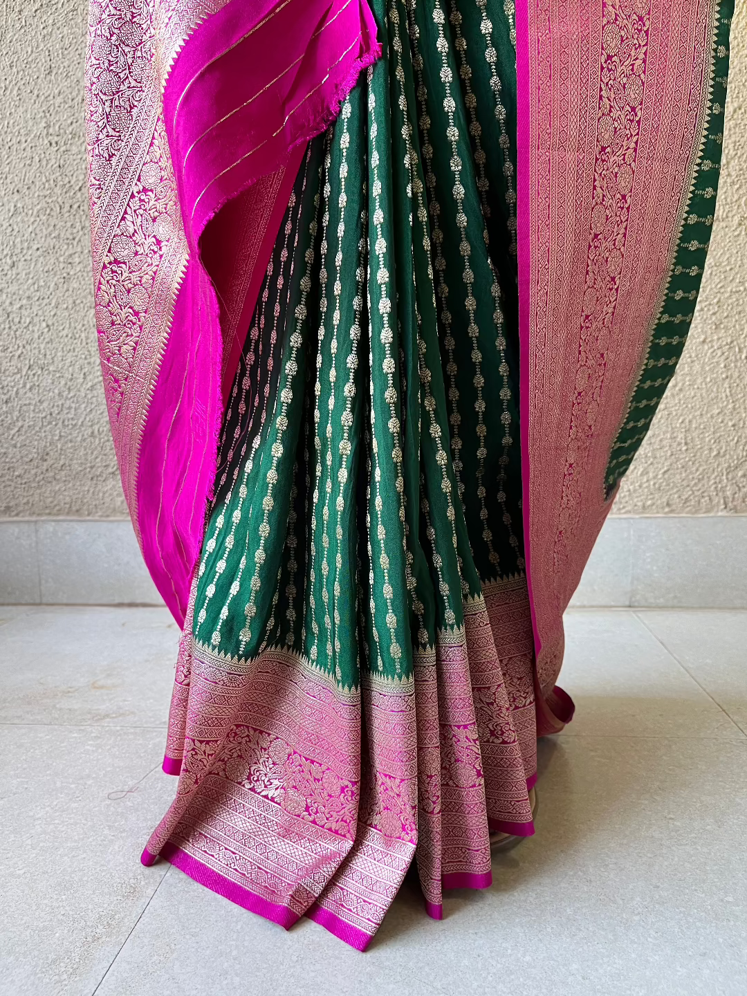 Vistara silk mehendi green brocade saree