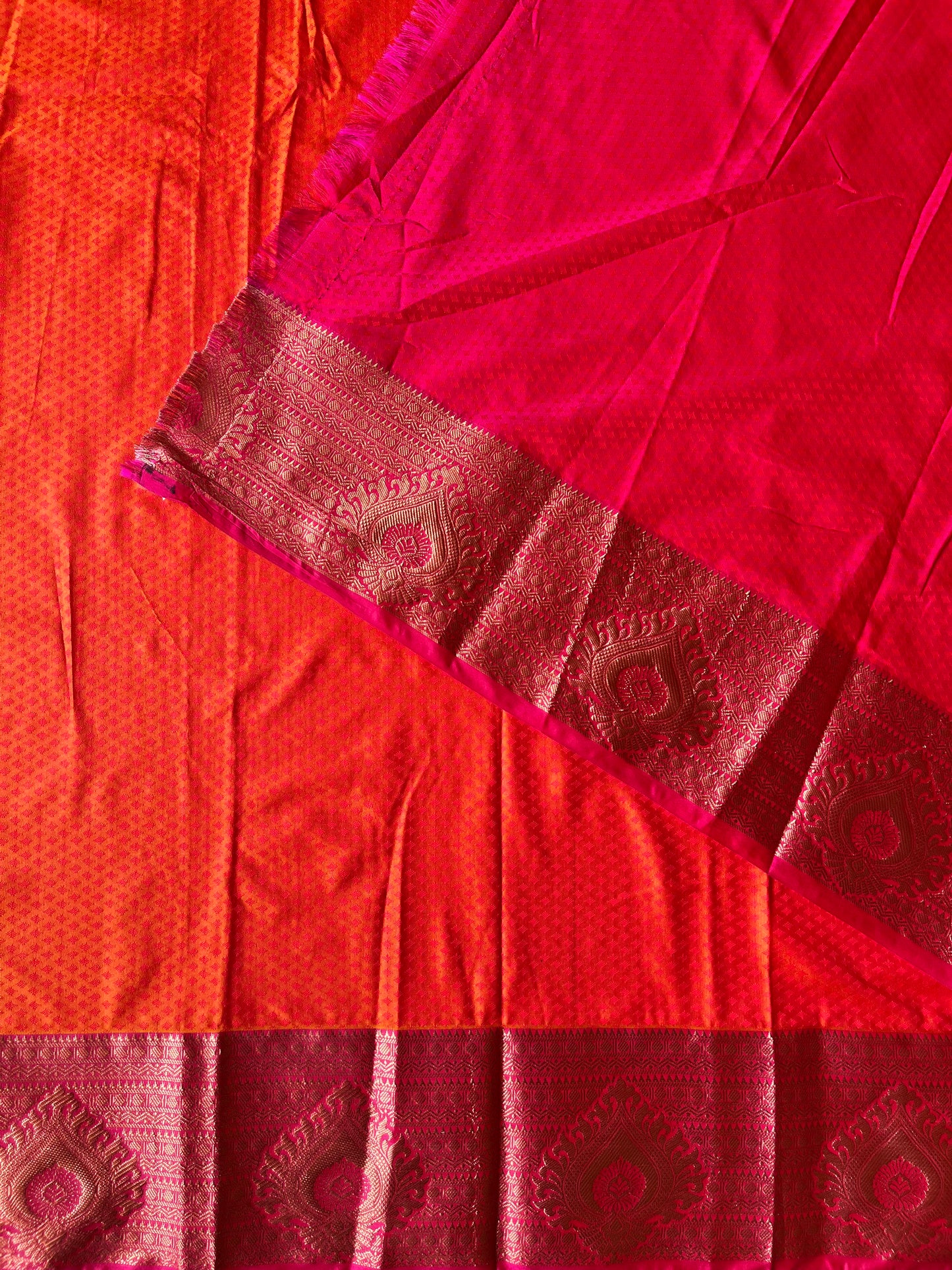 semi silk orange saree