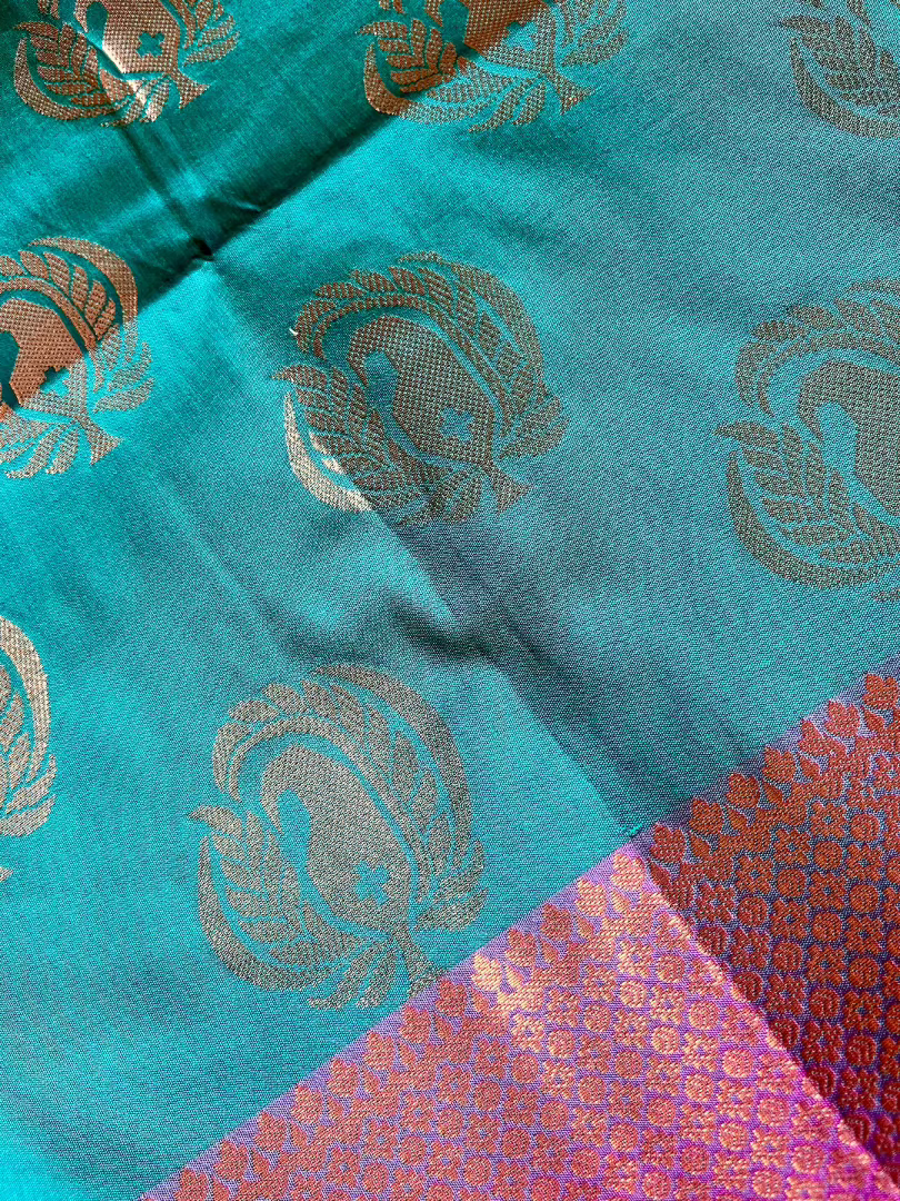 Brocade peacock green saree