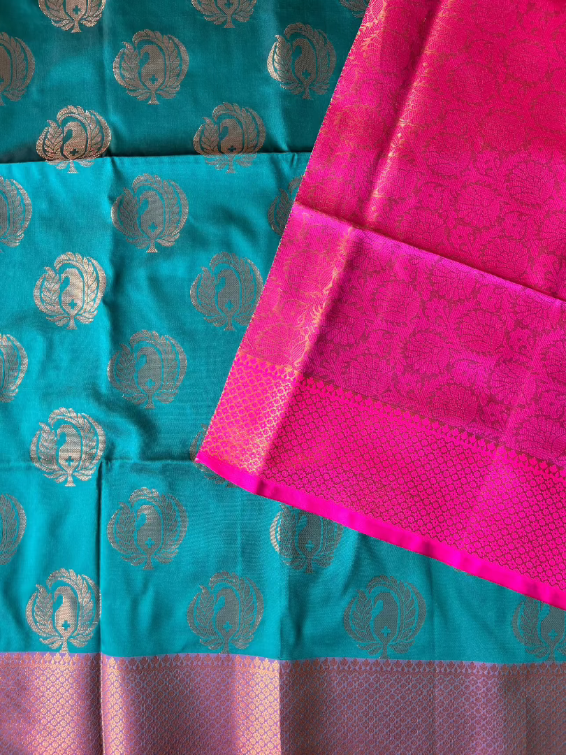 Brocade peacock green saree