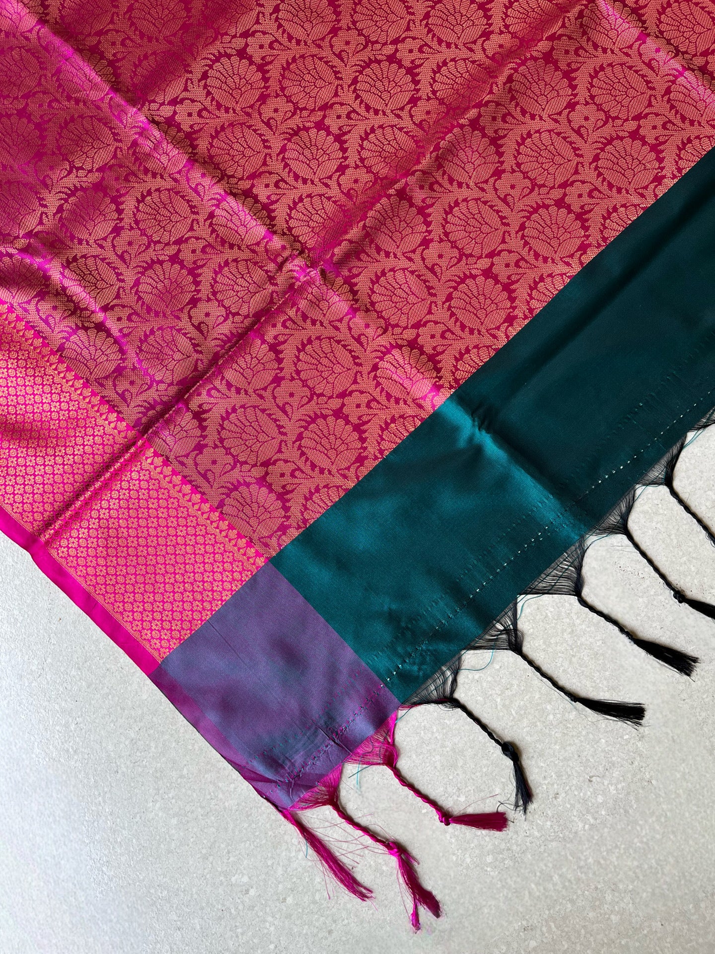 Brocade peacock green saree