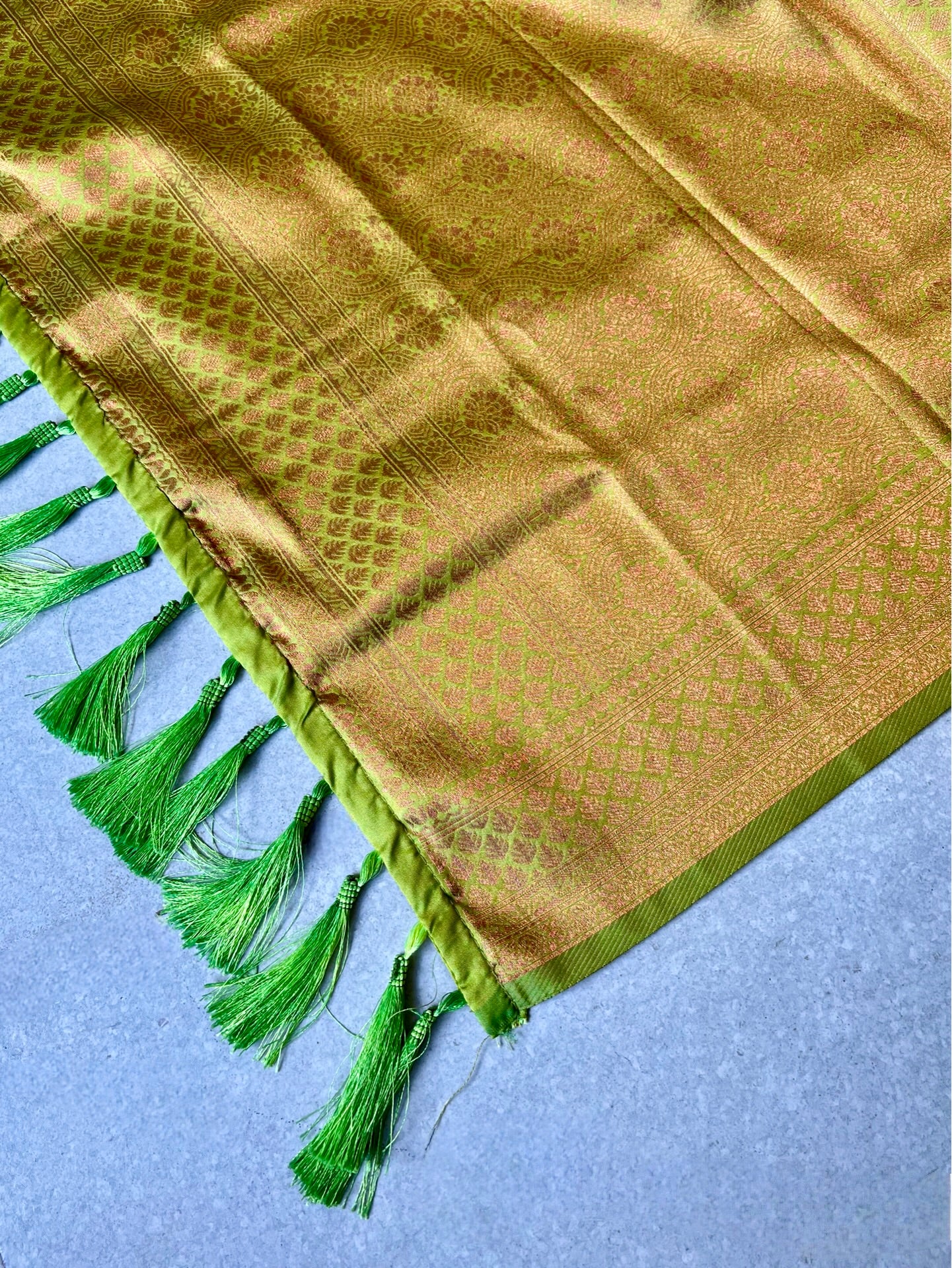 Semi silk brocade light green saree