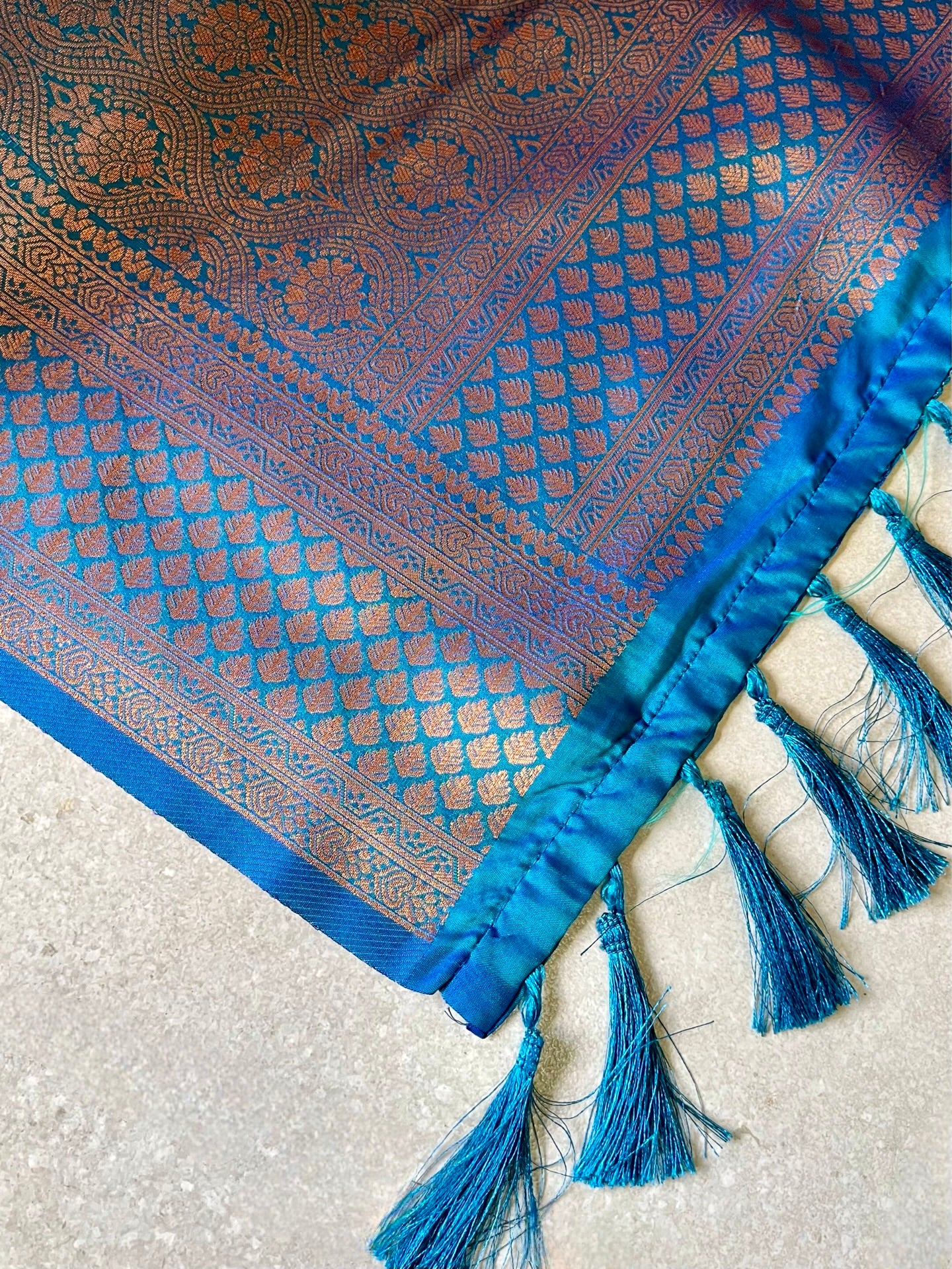 Semi silk brocade blue saree