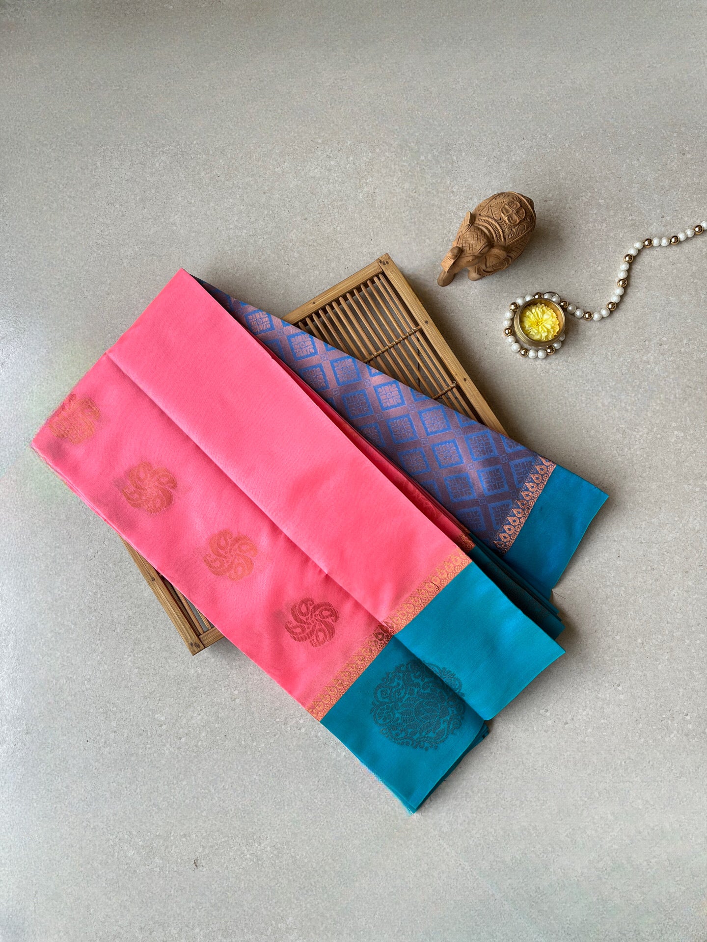 Art silk tissue pink saree