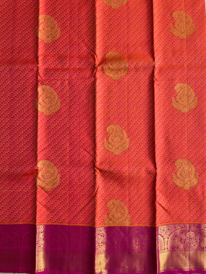 Pure handloom kanjivarm silk orange saree