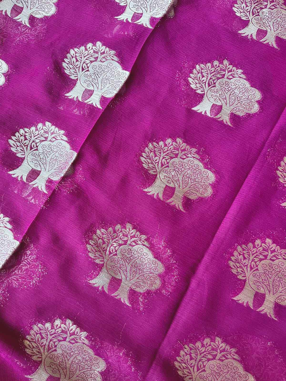 Georgette brocade wine saree