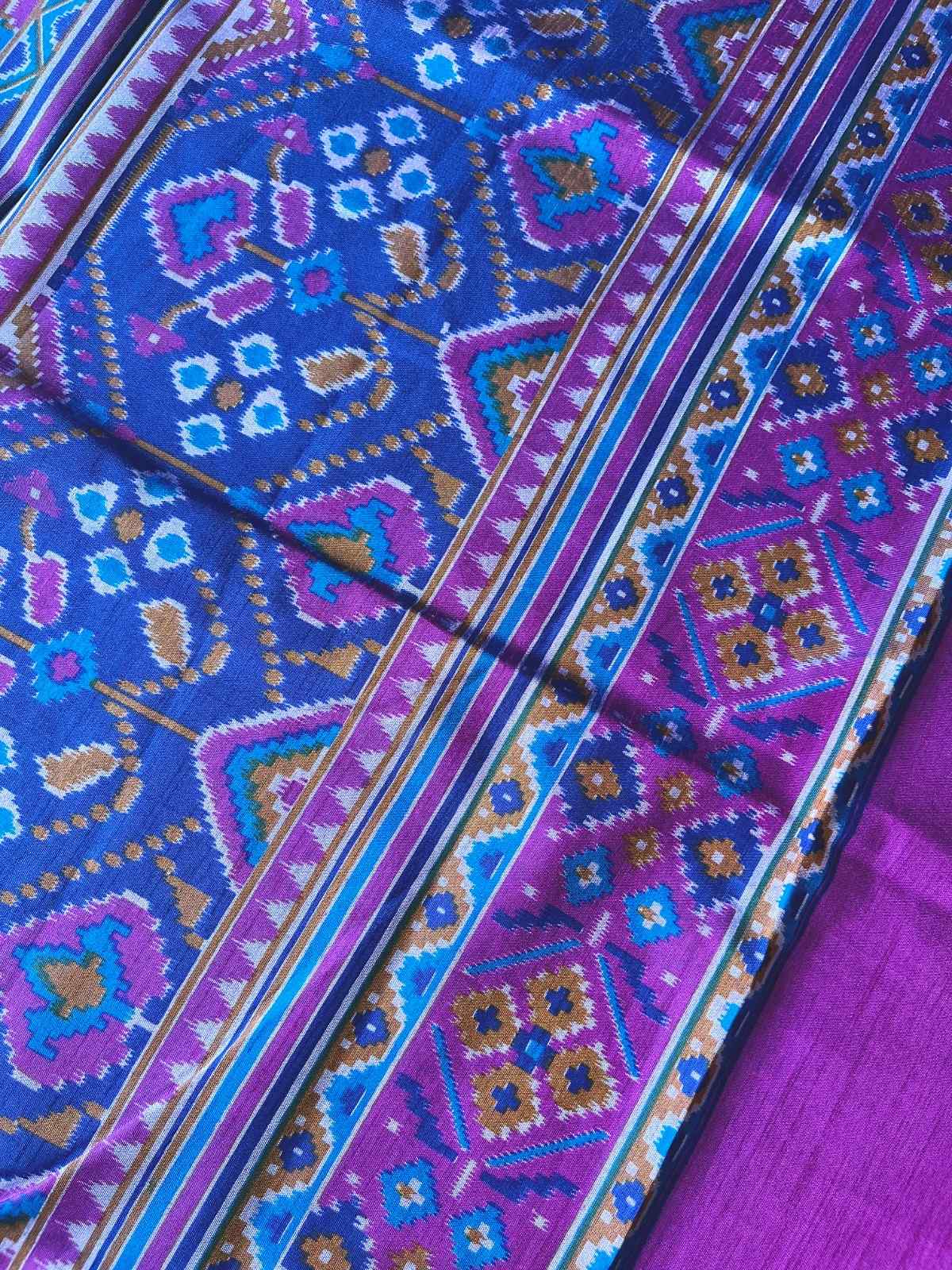 Tussar sillk kalamkari print blue saree