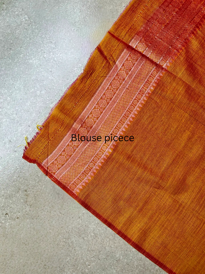 Cotton Silk Brocade Mustard Saree