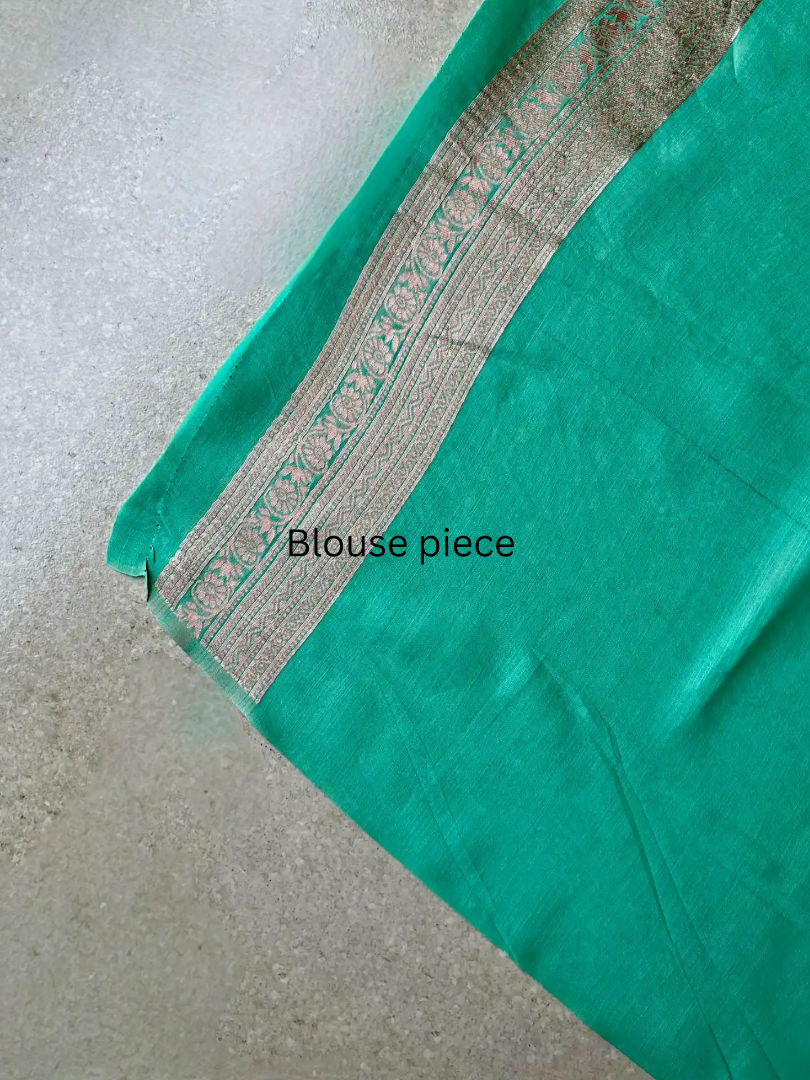 cotton blended brocade mint green saree
