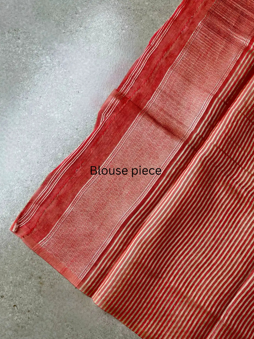 cotton blended brocade peach saree