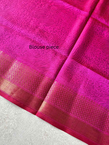 Tussar Silk Patola Print Magenta Saree