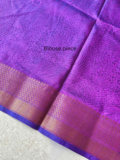 Tussar Sillk Patola Print Purple Sari