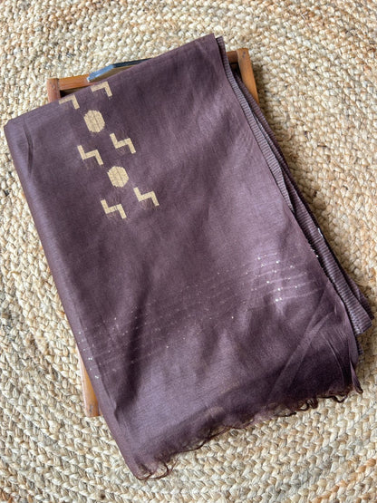 Tussar Mix Walnut Brown Saree