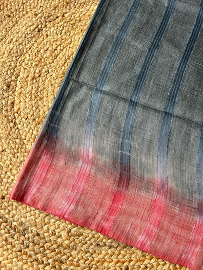 Tussar Mix Grey Saree