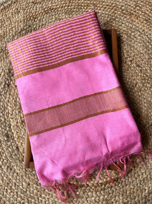 Tussar Mix Pink Saree