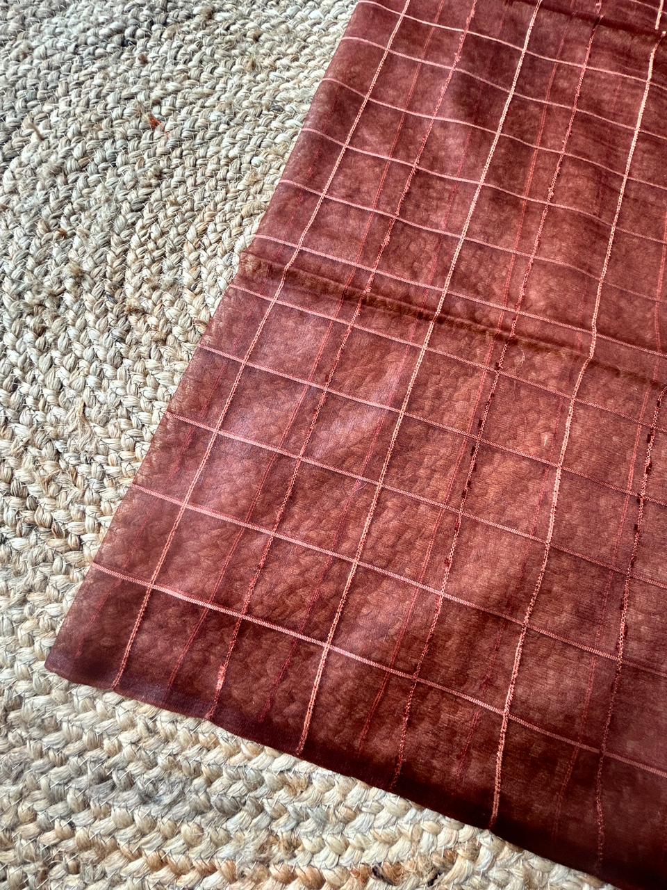 Tussar Mix Tissue Brown Saree