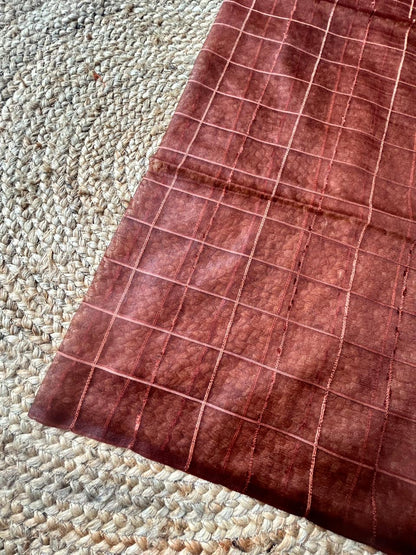 Tussar Mix Tissue Brown Saree