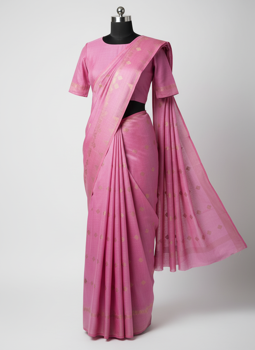 Tussar Mix Pink Saree