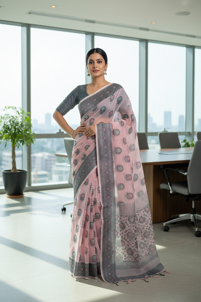 Kota Doriya Pink Saree