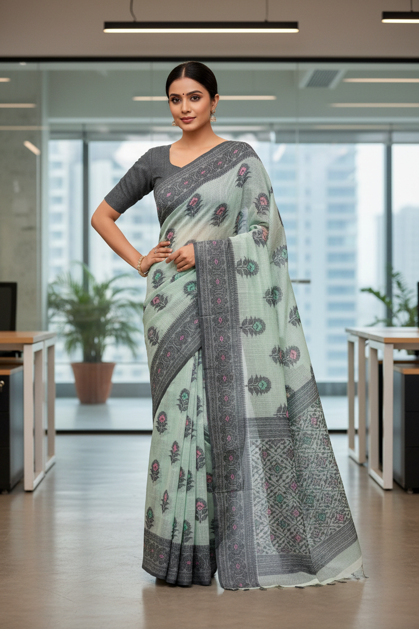 Kota Doriya Green Saree
