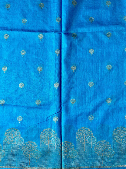 Tussar silk brocade blue saree