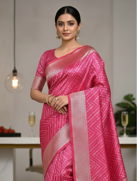 Tussar SIlk Ombre Pink Saree