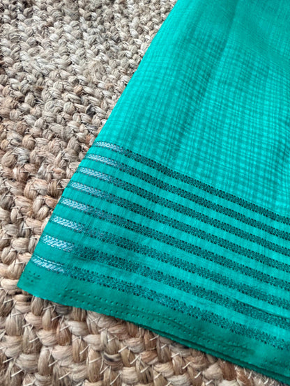 Soft silk turquoise green saree
