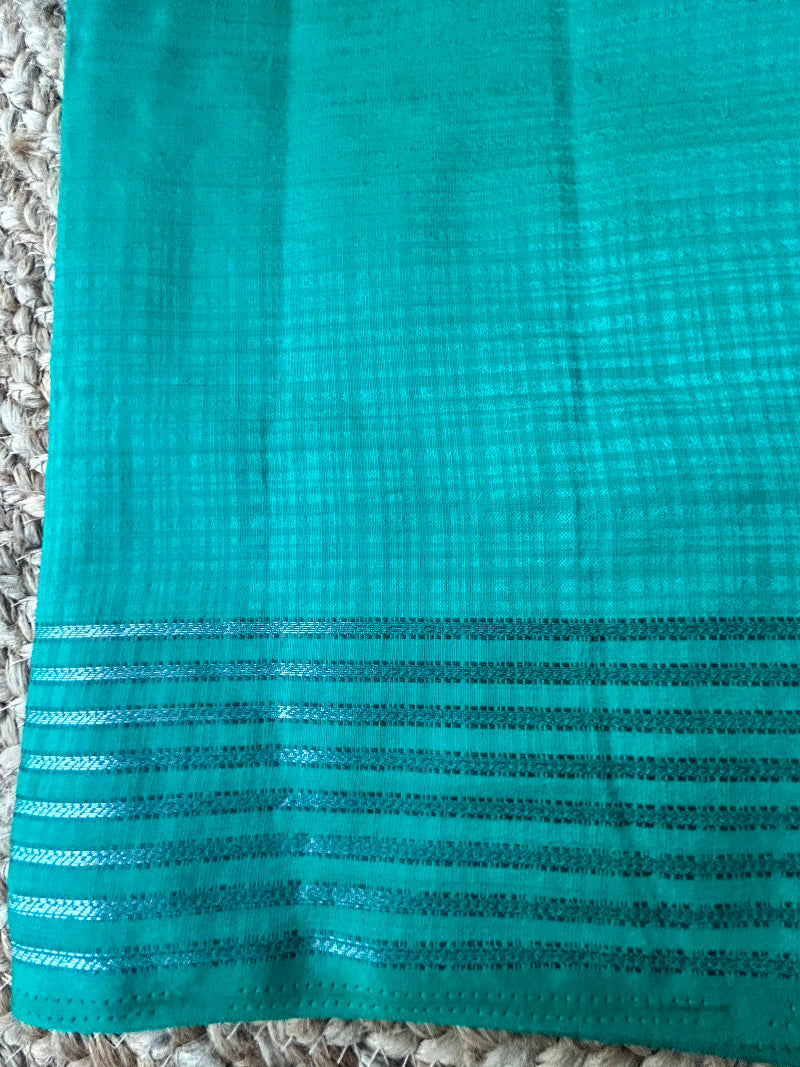 Soft silk turquoise green saree