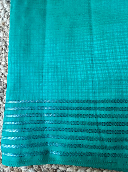 Soft silk turquoise green saree