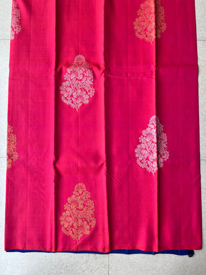 Pure Handloom Kanjivarm magenta silk saree