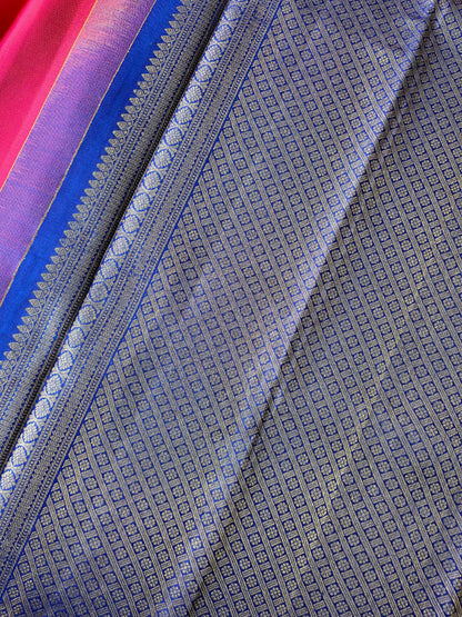 Pure Handloom Kanjivarm magenta silk saree