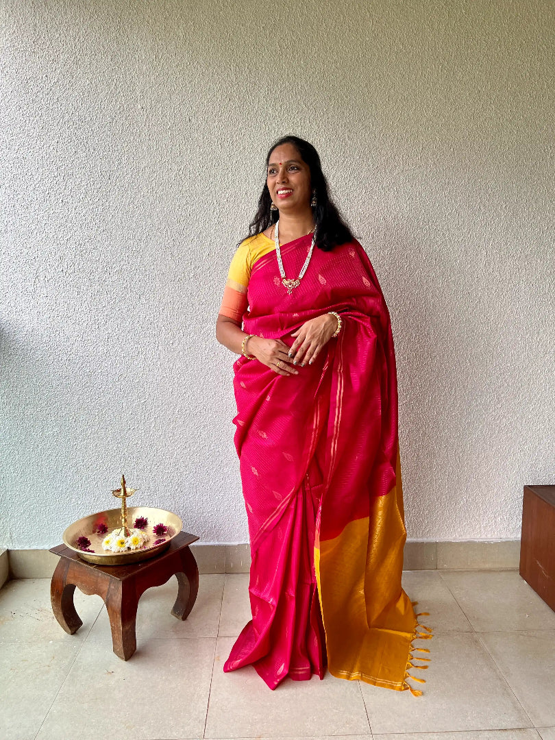 Kanjivaram silk red sari