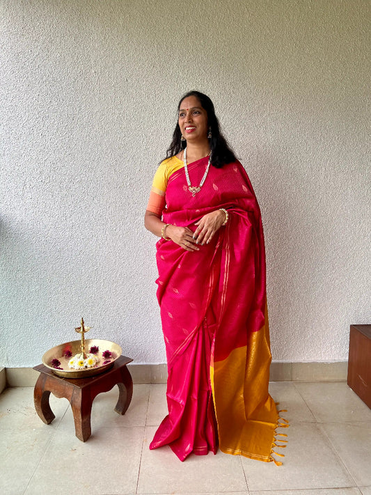 Kanjivaram silk red sari