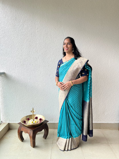 Vistara silk brocade blue saree