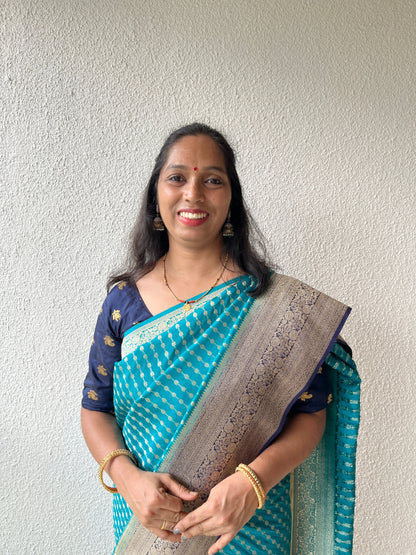 Vistara silk brocade blue saree