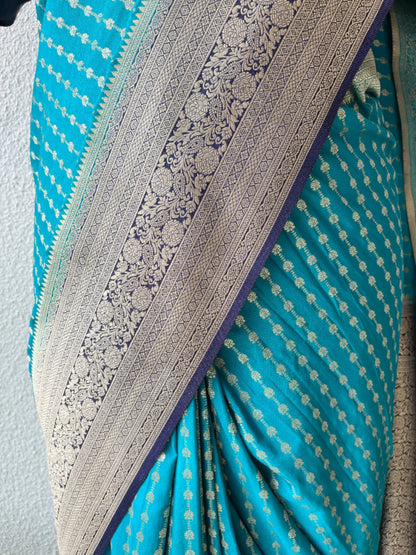 Vistara silk brocade blue saree
