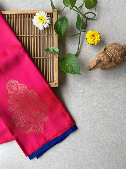 Pure Handloom Kanjivarm magenta silk saree