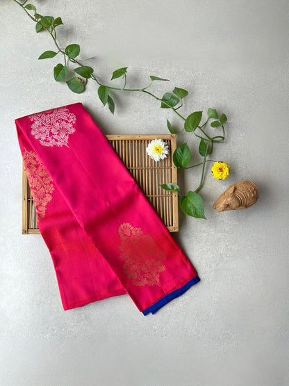 Pure Handloom Kanjivarm magenta silk saree