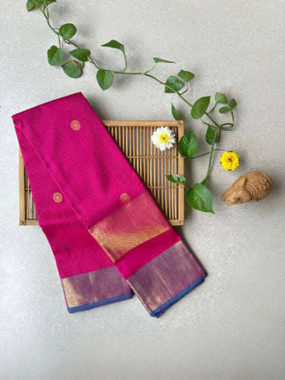 Pure handloom kanjivaram silk magenta saree