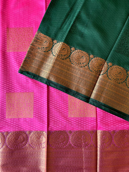 semi silk brocade pink saree