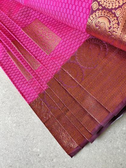 semi silk brocade pink saree