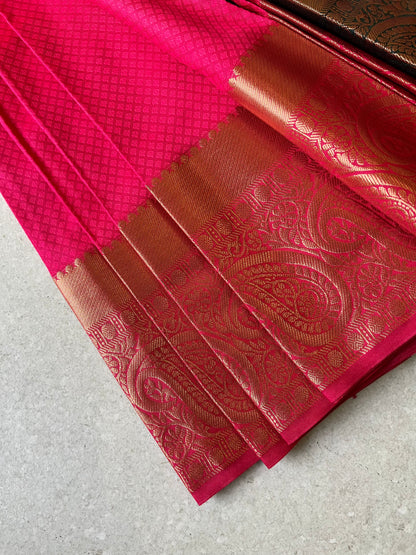 Semi silk brocade magenta saree