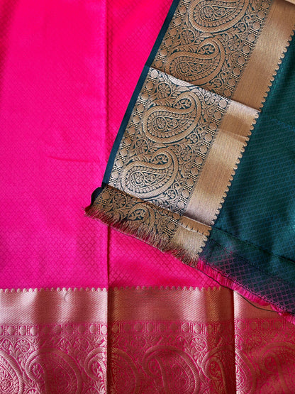 Semi silk brocade magenta saree